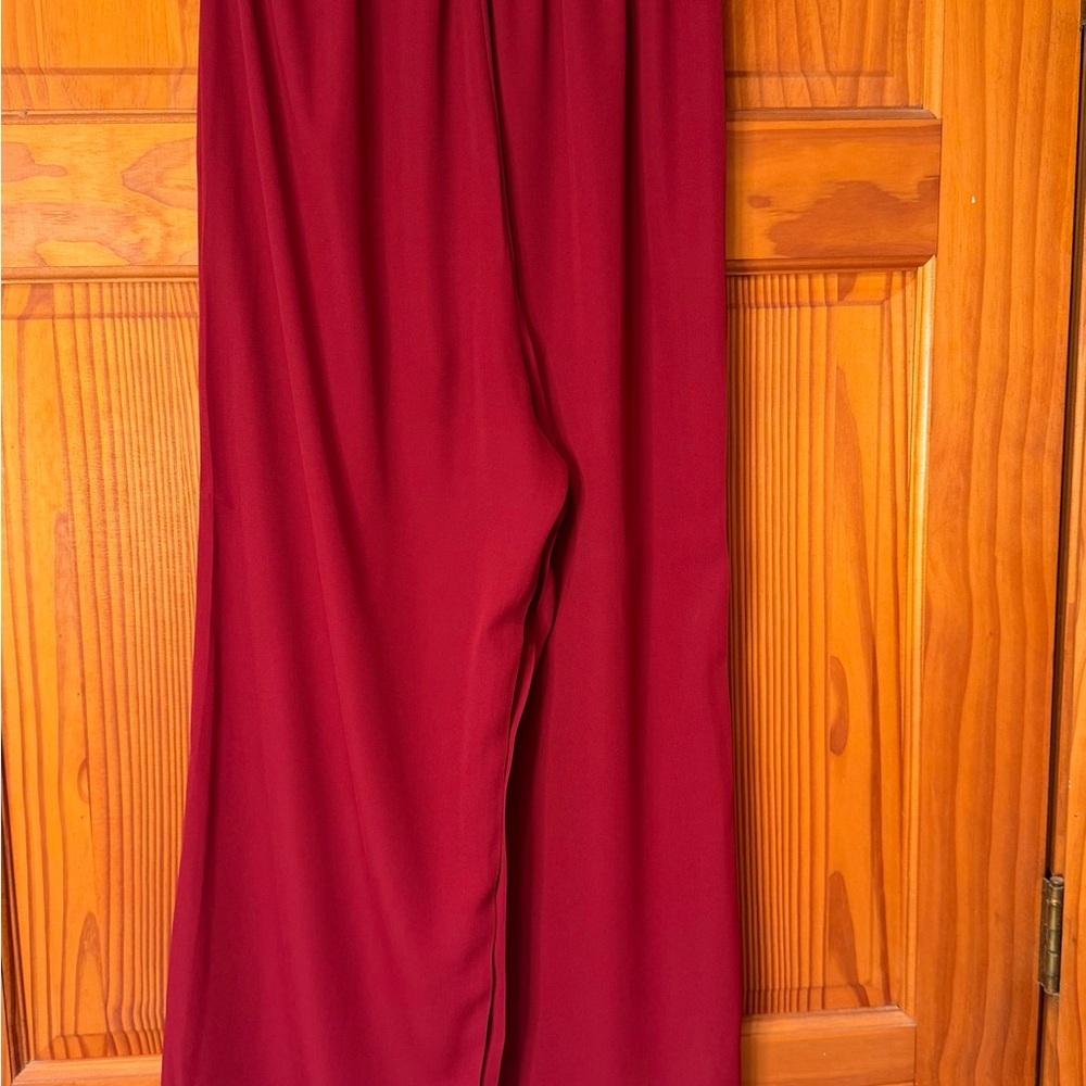 LILY HILL XL Burgundy Chiffon Off-Shoulder Top and Wide Leg Pants Worn Once - Picture 5 of 7